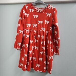 Red Bow Patterned Holiday Hanna Andersson Dress